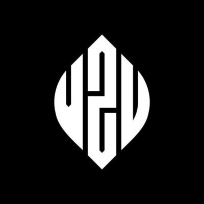 VZU circle letter logo design with circle and ellipse shape. VZU ellipse letters with typographic style. The three initials form a circle logo. VZU Circle Emblem Abstract Monogram Letter Mark Vector.
