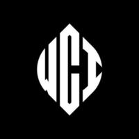 WCI circle letter logo design with circle and ellipse shape. WCI ellipse letters with typographic style. The three initials form a circle logo. WCI Circle Emblem Abstract Monogram Letter Mark Vector. vector