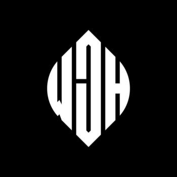 WJH circle letter logo design with circle and ellipse shape. WJH ellipse letters with typographic style. The three initials form a circle logo. WJH Circle Emblem Abstract Monogram Letter Mark Vector. vector