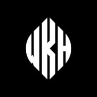 diseño de logotipo de letra de círculo wkh con forma de círculo y elipse. wkh letras elipses con estilo tipográfico. las tres iniciales forman un logo circular. vector de marca de letra de monograma abstracto del emblema del círculo wkh.