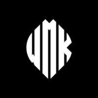 diseño de logotipo de letra de círculo wmk con forma de círculo y elipse. wmk letras elipses con estilo tipográfico. las tres iniciales forman un logo circular. vector de marca de letra de monograma abstracto del emblema del círculo wmk.