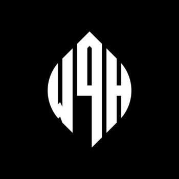 WQH circle letter logo design with circle and ellipse shape. WQH ellipse letters with typographic style. The three initials form a circle logo. WQH Circle Emblem Abstract Monogram Letter Mark Vector. vector