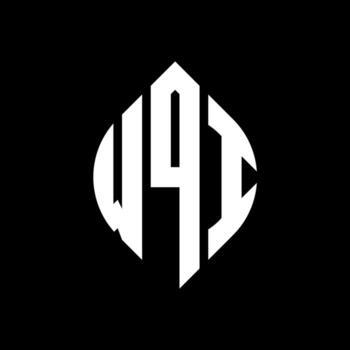WQI circle letter logo design with circle and ellipse shape. WQI ellipse letters with typographic style. The three initials form a circle logo. WQI Circle Emblem Abstract Monogram Letter Mark Vector. vector