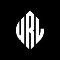 WRL circle letter logo design with circle and ellipse shape. WRL ellipse letters with typographic style. The three initials form a circle logo. WRL Circle Emblem Abstract Monogram Letter Mark Vector. vector