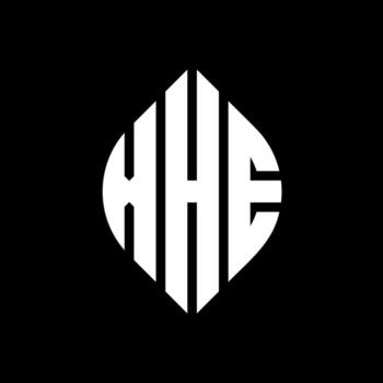 XHE circle letter logo design with circle and ellipse shape. XHE ellipse letters with typographic style. The three initials form a circle logo. XHE Circle Emblem Abstract Monogram Letter Mark Vector. vector