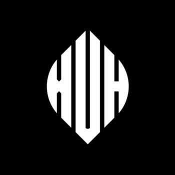 XUH circle letter logo design with circle and ellipse shape. XUH ellipse letters with typographic style. The three initials form a circle logo. XUH Circle Emblem Abstract Monogram Letter Mark Vector. vector