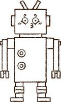 dibujo al carboncillo de un robot vector