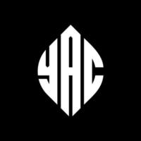 YAC circle letter logo design with circle and ellipse shape. YAC ellipse letters with typographic style. The three initials form a circle logo. YAC Circle Emblem Abstract Monogram Letter Mark Vector. vector