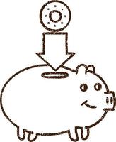 Piggy Bank Charcoal Drawing vector