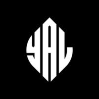 YAL circle letter logo design with circle and ellipse shape. YAL ellipse letters with typographic style. The three initials form a circle logo. YAL Circle Emblem Abstract Monogram Letter Mark Vector. vector