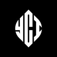YCI circle letter logo design with circle and ellipse shape. YCI ellipse letters with typographic style. The three initials form a circle logo. YCI Circle Emblem Abstract Monogram Letter Mark Vector. vector