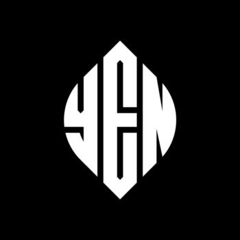 YEN circle letter logo design with circle and ellipse shape. YEN ellipse letters with typographic style. The three initials form a circle logo. YEN Circle Emblem Abstract Monogram Letter Mark Vector. vector