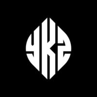 YKZ circle letter logo design with circle and ellipse shape. YKZ ellipse letters with typographic style. The three initials form a circle logo. YKZ Circle Emblem Abstract Monogram Letter Mark Vector. vector