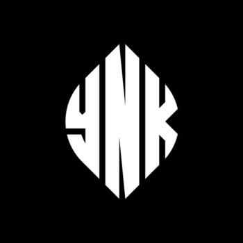 YNK circle letter logo design with circle and ellipse shape. YNK ellipse letters with typographic style. The three initials form a circle logo. YNK Circle Emblem Abstract Monogram Letter Mark Vector. vector