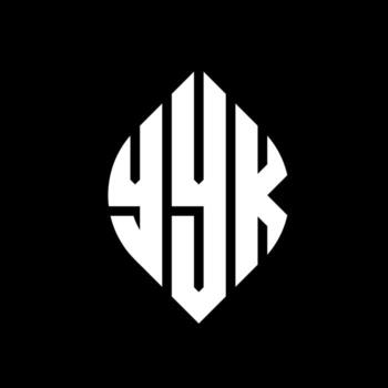 YYK circle letter logo design with circle and ellipse shape. YYK ellipse letters with typographic style. The three initials form a circle logo. YYK Circle Emblem Abstract Monogram Letter Mark Vector. vector