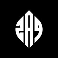 ZAQ circle letter logo design with circle and ellipse shape. ZAQ ellipse letters with typographic style. The three initials form a circle logo. ZAQ Circle Emblem Abstract Monogram Letter Mark Vector. vector