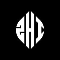 ZHI circle letter logo design with circle and ellipse shape. ZHI ellipse letters with typographic style. The three initials form a circle logo. ZHI Circle Emblem Abstract Monogram Letter Mark Vector. vector