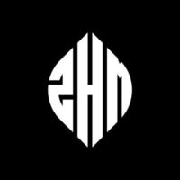 ZHM circle letter logo design with circle and ellipse shape. ZHM ellipse letters with typographic style. The three initials form a circle logo. ZHM Circle Emblem Abstract Monogram Letter Mark Vector. vector