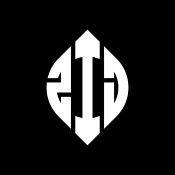 ZIJ circle letter logo design with circle and ellipse shape. ZIJ ellipse letters with typographic style. The three initials form a circle logo. ZIJ Circle Emblem Abstract Monogram Letter Mark Vector. vector