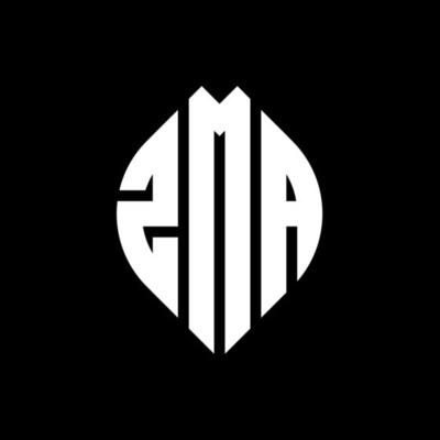 ZMA circle letter logo design with circle and ellipse shape. ZMA ellipse letters with typographic style. The three initials form a circle logo. ZMA Circle Emblem Abstract Monogram Letter Mark Vector.
