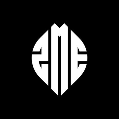 ZME circle letter logo design with circle and ellipse shape. ZME ellipse letters with typographic style. The three initials form a circle logo. ZME Circle Emblem Abstract Monogram Letter Mark Vector.