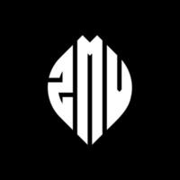 ZMV circle letter logo design with circle and ellipse shape. ZMV ellipse letters with typographic style. The three initials form a circle logo. ZMV Circle Emblem Abstract Monogram Letter Mark Vector. vector