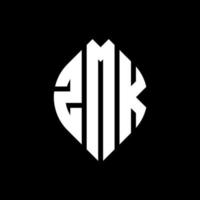 Diseño de logotipo de letra de círculo zmk con forma de círculo y elipse. Letras de elipse zmk con estilo tipográfico. las tres iniciales forman un logo circular. vector de marca de letra de monograma abstracto del emblema del círculo zmk.