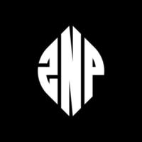 Diseño de logotipo de letra de círculo znp con forma de círculo y elipse. letras elipses znp con estilo tipográfico. las tres iniciales forman un logo circular. vector de marca de letra de monograma abstracto del emblema del círculo znp.