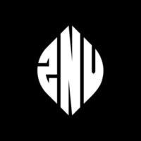 ZNV circle letter logo design with circle and ellipse shape. ZNV ellipse letters with typographic style. The three initials form a circle logo. ZNV Circle Emblem Abstract Monogram Letter Mark Vector. vector
