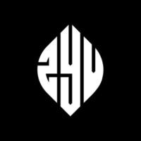 diseño de logotipo de letra de círculo zyv con forma de círculo y elipse. letras elipses zyv con estilo tipográfico. las tres iniciales forman un logo circular. vector de marca de letra de monograma abstracto del emblema del círculo zyv.