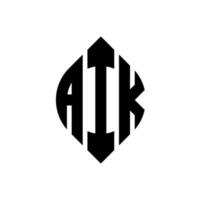 diseño de logotipo de letra de círculo aik con forma de círculo y elipse. aik letras elipses con estilo tipográfico. las tres iniciales forman un logo circular. vector de marca de letra de monograma abstracto del emblema del círculo aik.