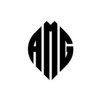 AMG circle letter logo design with circle and ellipse shape. AMG ellipse letters with typographic style. The three initials form a circle logo. AMG Circle Emblem Abstract Monogram Letter Mark Vector. vector