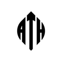 diseño de logotipo de letra de círculo ath con forma de círculo y elipse. ath elipse letras con estilo tipográfico. las tres iniciales forman un logo circular. vector de marca de letra de monograma abstracto del emblema del círculo ath.
