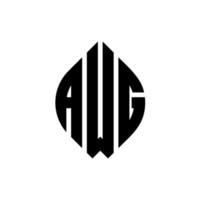 diseño de logotipo de letra de círculo awg con forma de círculo y elipse. letras elípticas awg con estilo tipográfico. las tres iniciales forman un logo circular. vector de marca de letra de monograma abstracto del emblema del círculo awg.