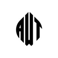 diseño de logotipo de letra de círculo awt con forma de círculo y elipse. awt letras elipses con estilo tipográfico. las tres iniciales forman un logo circular. vector de marca de letra de monograma abstracto del emblema del círculo awt.