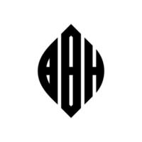 diseño de logotipo de letra de círculo bbh con forma de círculo y elipse. letras elipses bbh con estilo tipográfico. las tres iniciales forman un logo circular. bbh círculo emblema resumen monograma letra marca vector. vector