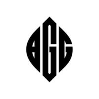 BGG circle letter logo design with circle and ellipse shape. BGG ellipse letters with typographic style. The three initials form a circle logo. BGG Circle Emblem Abstract Monogram Letter Mark Vector. vector