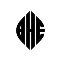 BHE circle letter logo design with circle and ellipse shape. BHE ellipse letters with typographic style. The three initials form a circle logo. BHE Circle Emblem Abstract Monogram Letter Mark Vector. vector