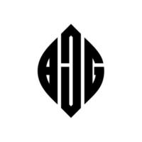 BJG circle letter logo design with circle and ellipse shape. BJG ellipse letters with typographic style. The three initials form a circle logo. BJG Circle Emblem Abstract Monogram Letter Mark Vector. vector