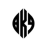 BKQ circle letter logo design with circle and ellipse shape. BKQ ellipse letters with typographic style. The three initials form a circle logo. BKQ Circle Emblem Abstract Monogram Letter Mark Vector. vector