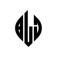 diseño de logotipo de letra de círculo blj con forma de círculo y elipse. letras de elipse blj con estilo tipográfico. las tres iniciales forman un logo circular. vector de marca de letra de monograma abstracto del emblema del círculo blj.