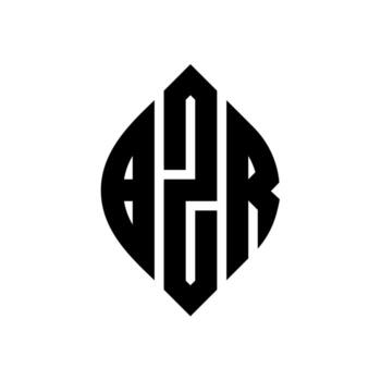 BZR circle letter logo design with circle and ellipse shape. BZR ellipse letters with typographic style. The three initials form a circle logo. BZR Circle Emblem Abstract Monogram Letter Mark Vector. vector