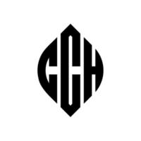 CCH circle letter logo design with circle and ellipse shape. CCH ellipse letters with typographic style. The three initials form a circle logo. CCH Circle Emblem Abstract Monogram Letter Mark Vector. vector