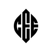 CEE circle letter logo design with circle and ellipse shape. CEE ellipse letters with typographic style. The three initials form a circle logo. CEE Circle Emblem Abstract Monogram Letter Mark Vector. vector