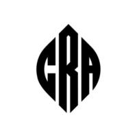 diseño de logotipo de letra de círculo cra con forma de círculo y elipse. cra letras elipses con estilo tipográfico. las tres iniciales forman un logo circular. vector de marca de letra de monograma abstracto del emblema del círculo de cra.