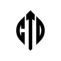 diseño de logotipo de letra de círculo ctd con forma de círculo y elipse. letras de elipse ctd con estilo tipográfico. las tres iniciales forman un logo circular. vector de marca de letra de monograma abstracto del emblema del círculo ctd.