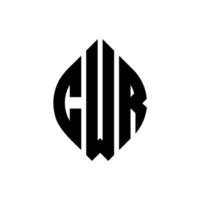 diseño de logotipo de letra de círculo cwr con forma de círculo y elipse. cwr elipse letras con estilo tipográfico. las tres iniciales forman un logo circular. cwr círculo emblema resumen monograma letra marca vector. vector