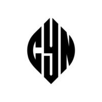 diseño de logotipo de letra de círculo cyn con forma de círculo y elipse. letras de elipse cyn con estilo tipográfico. las tres iniciales forman un logo circular. vector de marca de letra de monograma abstracto del emblema del círculo cyn.