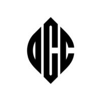 DCC circle letter logo design with circle and ellipse shape. DCC ellipse letters with typographic style. The three initials form a circle logo. DCC Circle Emblem Abstract Monogram Letter Mark Vector. vector