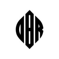 diseño de logotipo de letra de círculo dbr con forma de círculo y elipse. letras de elipse dbr con estilo tipográfico. las tres iniciales forman un logo circular. vector de marca de letra de monograma abstracto del emblema del círculo dbr.